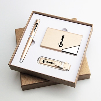 gift set of Pen, USB and card wallet